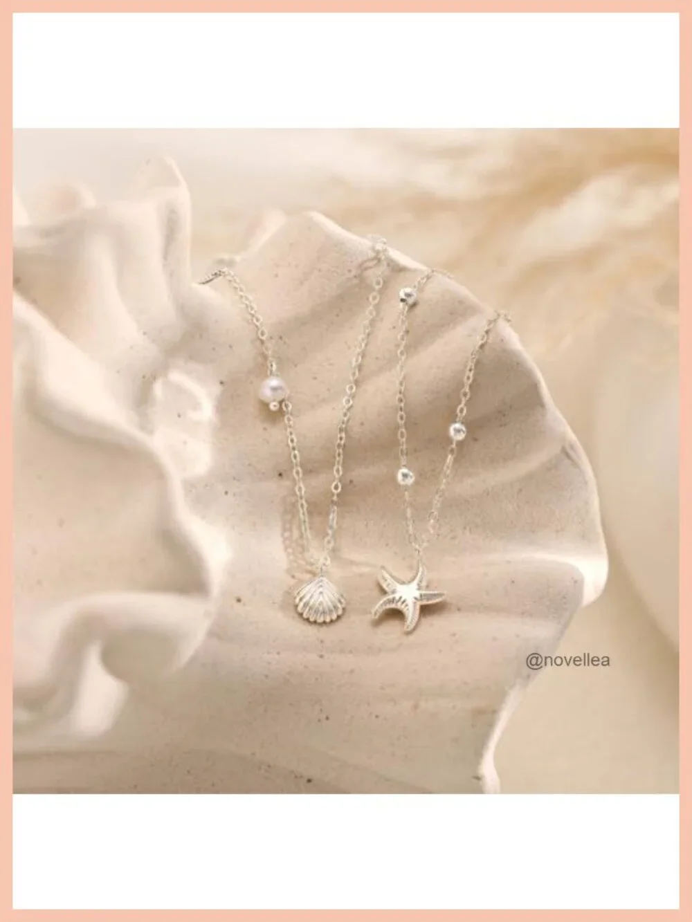 Dainty Layered Starfish Seashell Pearl Necklace 14K Gold Plated Women Summer